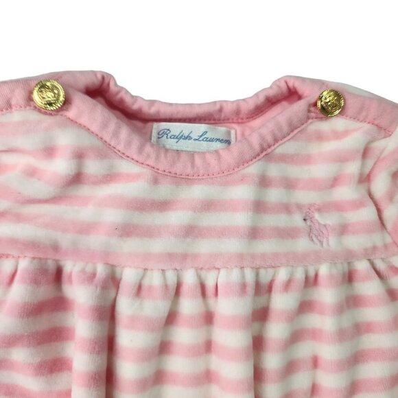 Ralph Lauren Velour Footed One Piece Pajama Snap Bottom Good Button 6M - Picture 3 of 9